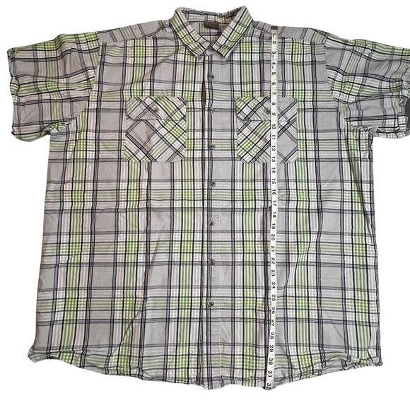 Great Northwest Shirt Mens 2XLT Plaid Short Sleeve Green Plaid Preppy Golf Shirt - Picture 3 of 9